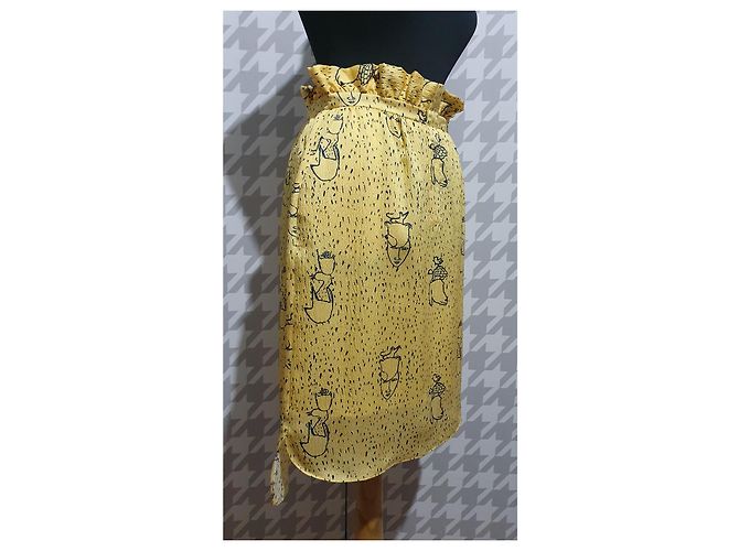 Falda midi de seda amarilla Jc De Castelbajac Amarillo - vista 3