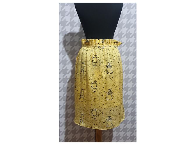 Falda midi de seda amarilla Jc De Castelbajac Amarillo - vista 4