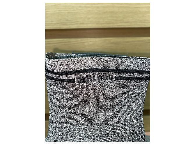 Miu Miu silver glitter leather sock boots Silvery - view 4