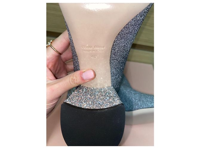 Miu Miu silver glitter leather sock boots Silvery - view 7