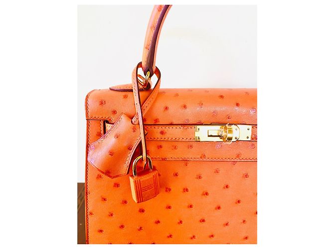 Hermès KELLY II mandarino arancione struzzo - vista 2