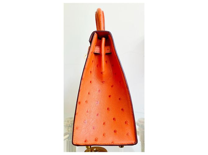 Hermès KELLY II mandarino arancione struzzo - vista 3