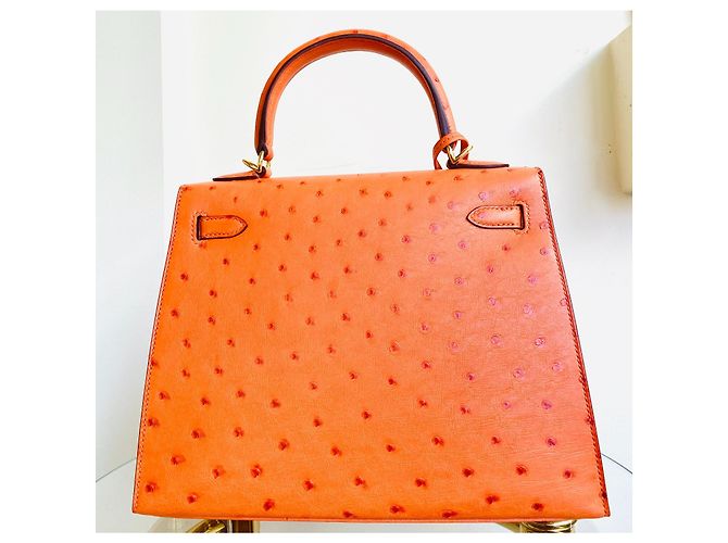 Hermès KELLY II mandarino arancione struzzo - vista 4