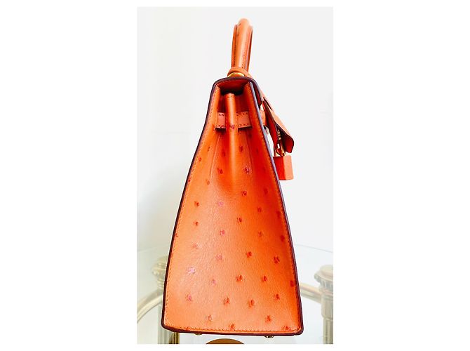 Hermès KELLY II mandarino arancione struzzo - vista 5