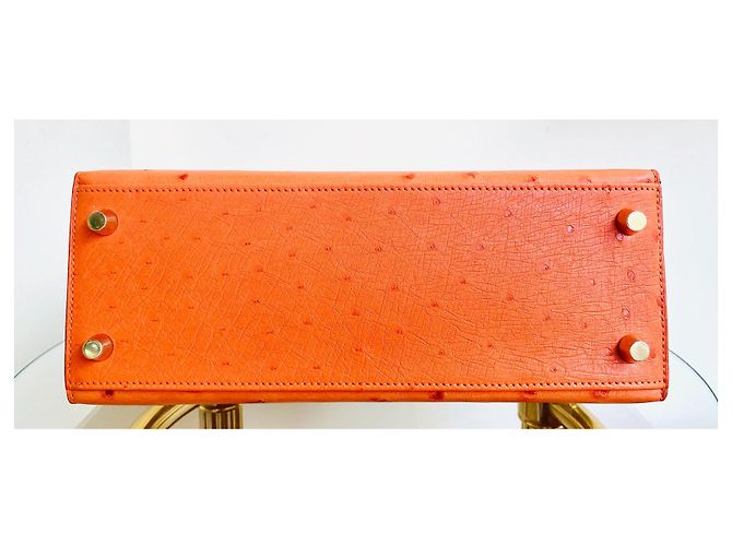 Hermès KELLY II mandarino arancione struzzo - vista 6