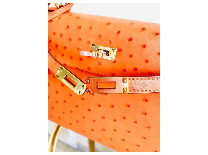 Hermès KELLY II mandarino arancione struzzo - vista 7