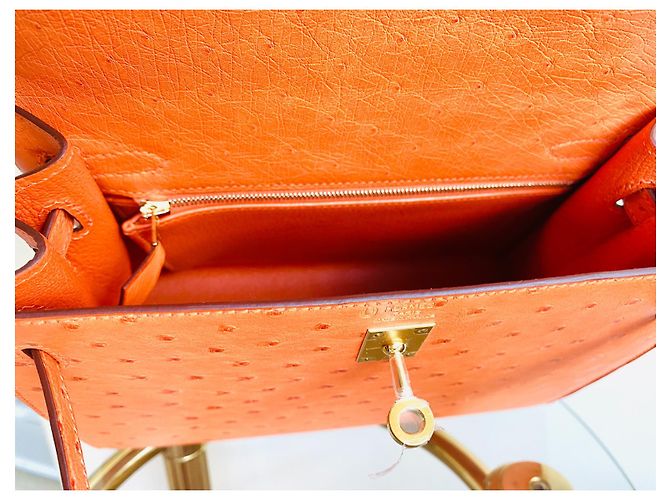 Hermès KELLY II mandarino arancione struzzo - vista 8