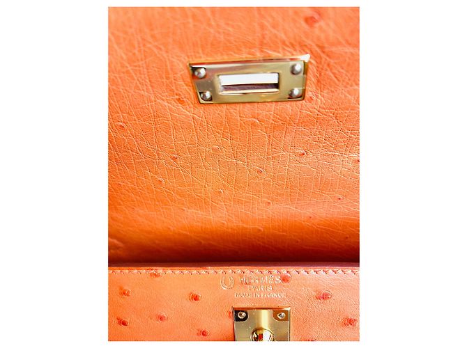 Hermès KELLY II mandarino arancione struzzo - vista 9