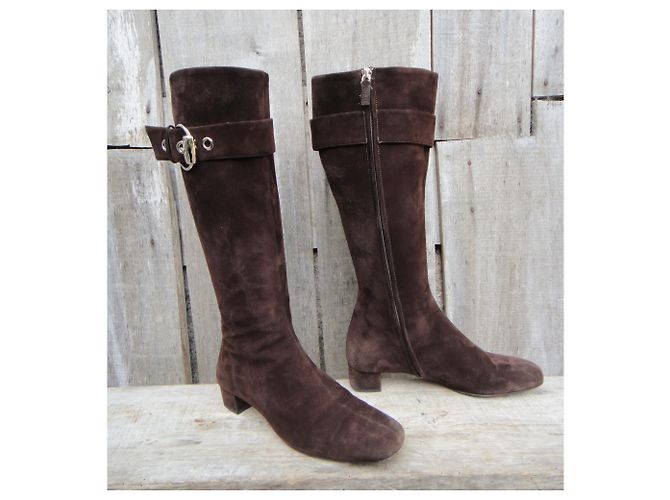 Botas Gucci de ante marrón oscuro Talla 36 - vista 3