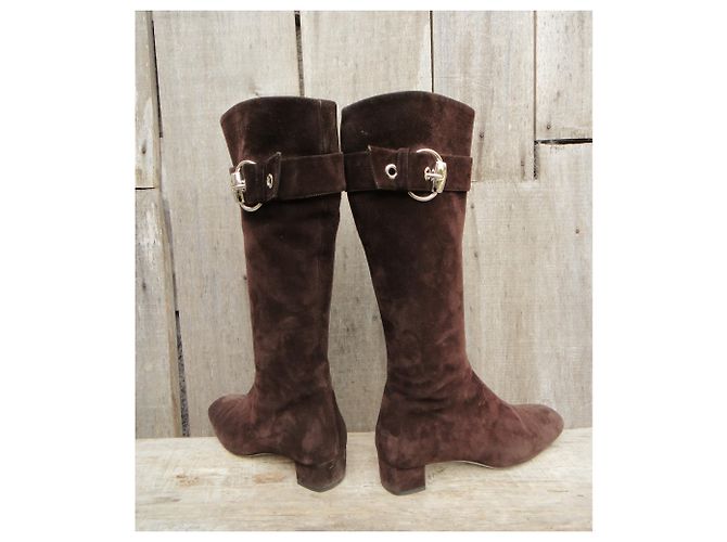 Botas Gucci de ante marrón oscuro Talla 36 - vista 5