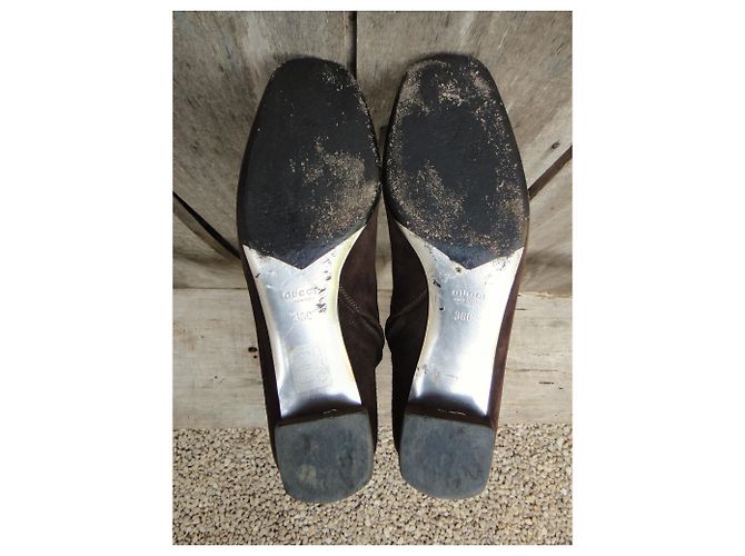 Botas Gucci de ante marrón oscuro Talla 36 - vista 6