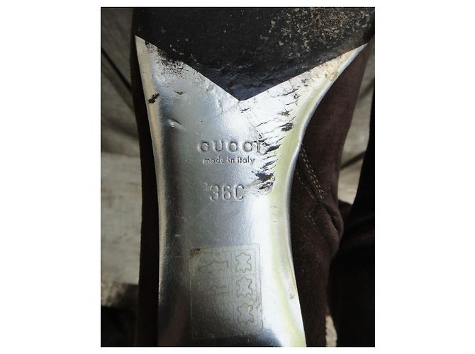 Botas Gucci de ante marrón oscuro Talla 36 - vista 7
