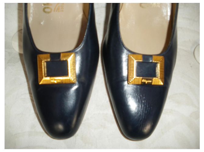 Décolleté Salvatore Ferragamo Pelle Blu Scuro 41 - vista 4