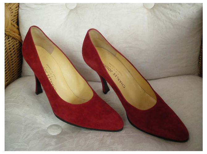 Charles Jourdan Pumps aus Hirschleder Rot 10cm Absatz - Ansicht 3