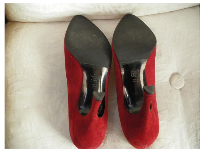 Charles Jourdan Pumps aus Hirschleder Rot 10cm Absatz - Ansicht 5