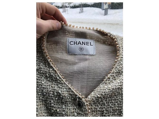 Giacca Chanel Beige e Verde in Cotone - vista 2