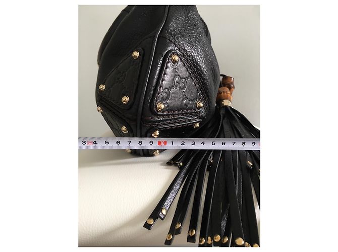 Borsa a mano Gucci Indy grande in pelle nera Nero D'oro - vista 10