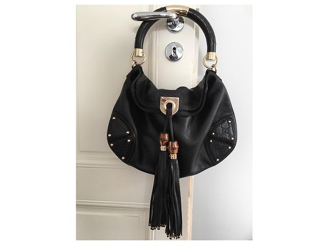 Borsa a mano Gucci Indy grande in pelle nera Nero D'oro - vista 3