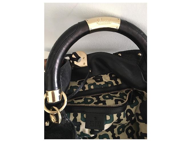 Borsa a mano Gucci Indy grande in pelle nera Nero D'oro - vista 4
