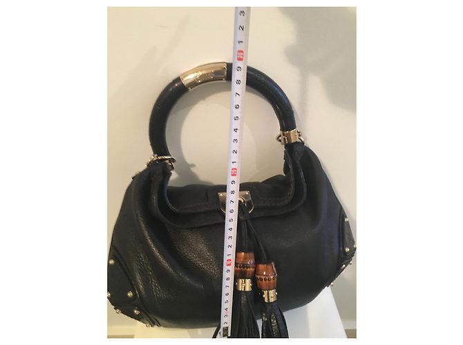 Borsa a mano Gucci Indy grande in pelle nera Nero D'oro - vista 8