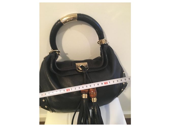 Borsa a mano Gucci Indy grande in pelle nera Nero D'oro - vista 9