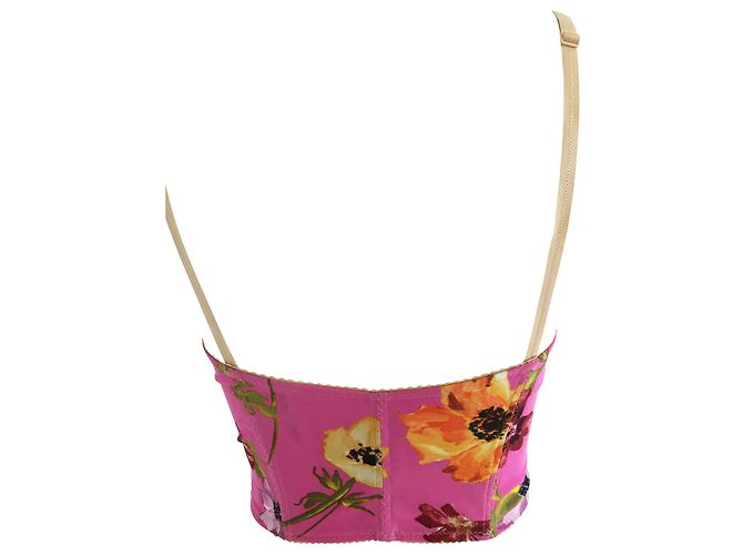 Dolce & Gabbana Top corto a bustier floreale rosa - vista 2