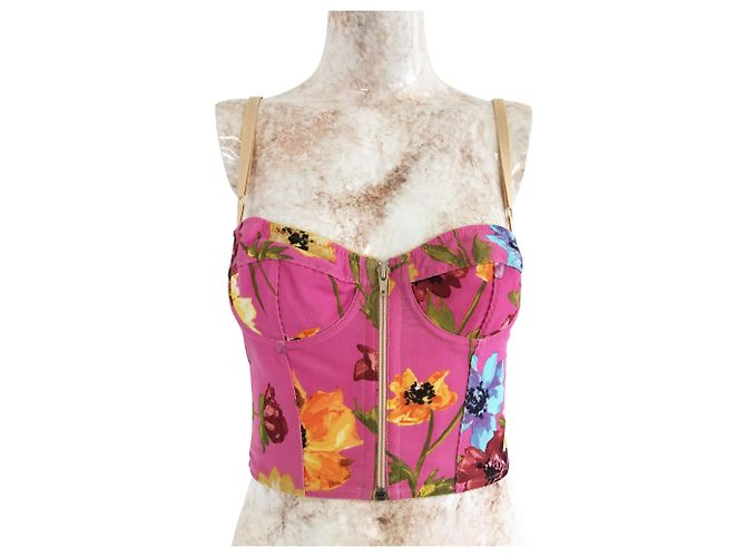 Dolce & Gabbana Top corto a bustier floreale rosa - vista 6