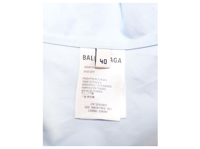 Blue Balenciaga Logo Printed Long Sleeve Shirt - view 3