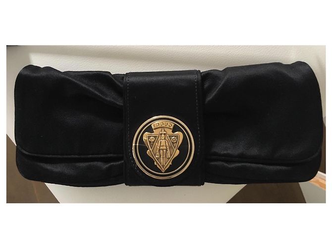 Pochette Gucci in pelle e seta nera Nero - vista 12