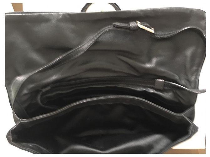 Pochette Gucci in pelle e seta nera Nero - vista 3