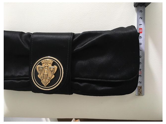 Pochette Gucci in pelle e seta nera Nero - vista 4