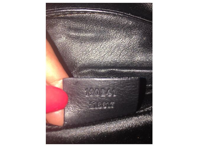 Pochette Gucci in pelle e seta nera Nero - vista 7