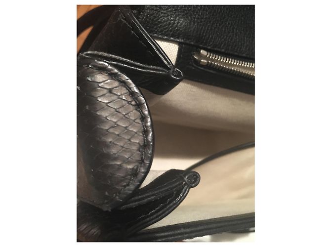 Gucci Bamboo Handtasche aus Pythonleder Schwarz Silber Hardware - Ansicht 15