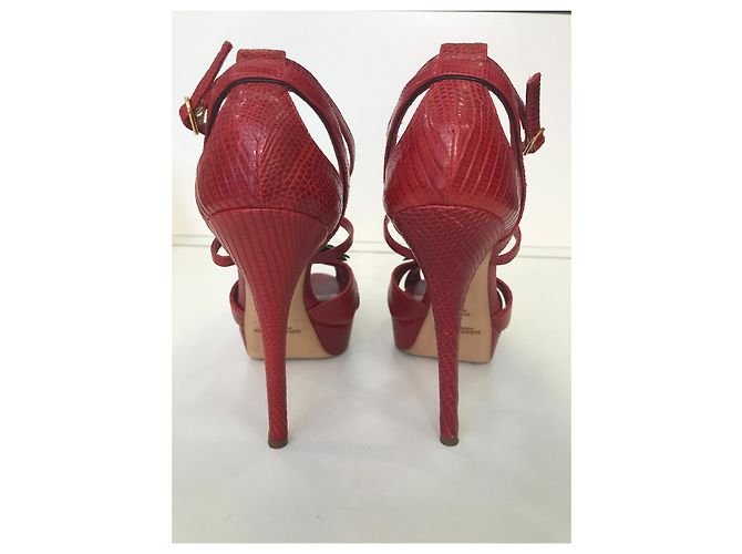 Décolleté aperte Ralph Lauren pelle rossa rose nere Rosso - vista 2