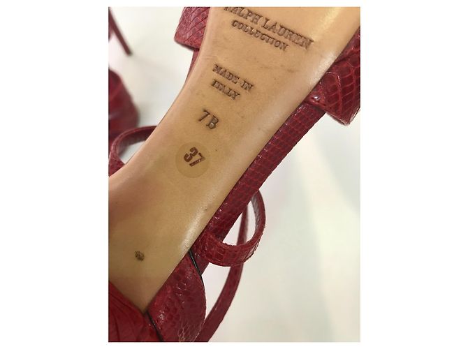 Décolleté aperte Ralph Lauren pelle rossa rose nere Rosso - vista 5