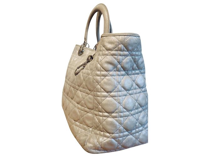 Christian Dior Lady Dior MM Borsa in camoscio argento - vista 2