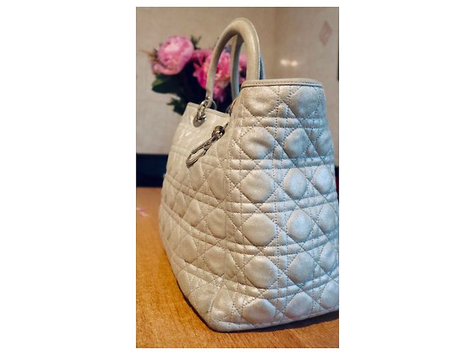 Christian Dior Lady Dior MM Borsa in camoscio argento - vista 10