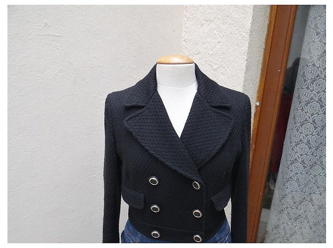 Cappotto Dolce & Gabbana Nero e Blu Lana e Cotone - vista 2