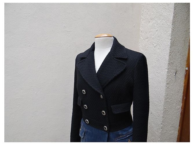 Cappotto Dolce & Gabbana Nero e Blu Lana e Cotone - vista 3