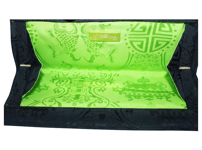 Shanghai Tang Pochette goffrata in tessuto nero - vista 5