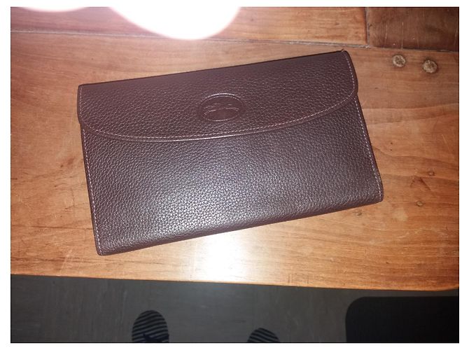 Cartera Longchamp Marrón Oscuro Piel de Cordero - vista 5