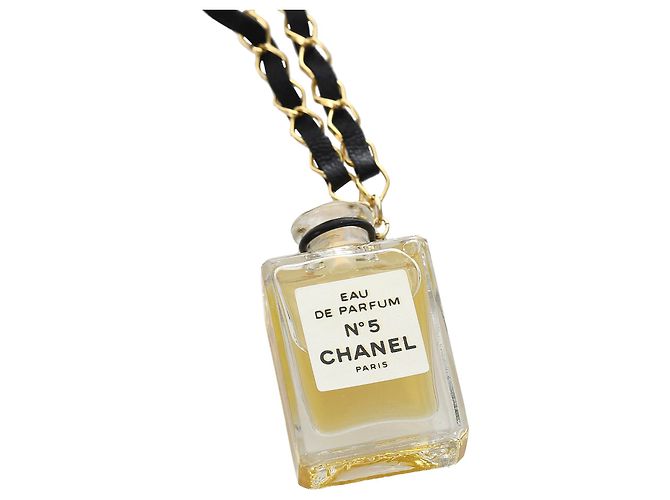 Chanel Gold Chanel No.5 Perfume Bottle Necklace Black Golden - view 2