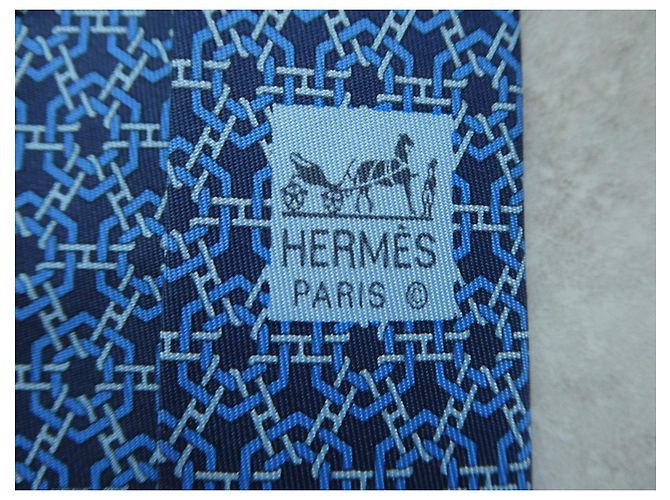 Hermès tie, new with its box Blue - view 7