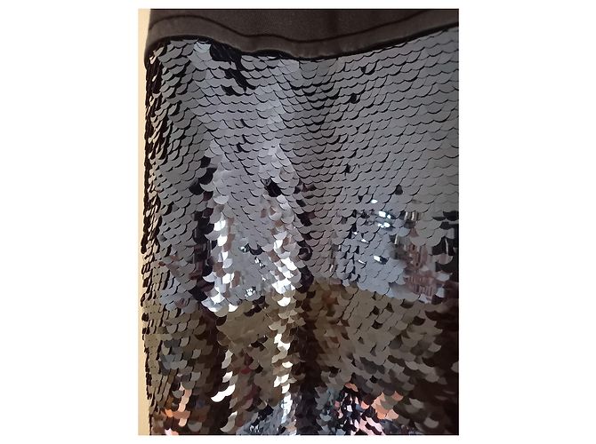 Gonna Louis Vuitton in seta nera e blu ricamata con paillettes Nero - vista 4