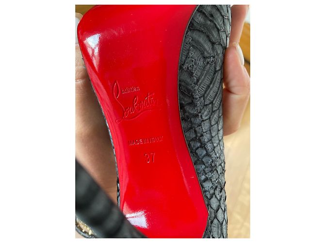 Christian Louboutin So Kate Watersnake nabuk geometrico chiaro nero 120 MM Grigio antracite - vista 11