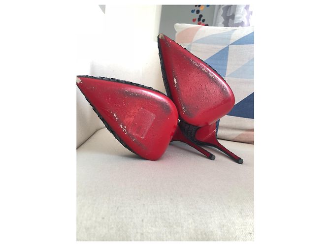 Christian Louboutin So Kate Watersnake nabuk geometrico chiaro nero 120 MM Grigio antracite - vista 8
