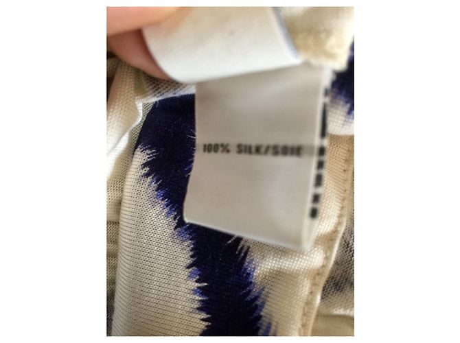 Diane Von Furstenberg Dvf Marlene vestido largo de seda con estampado shibori Blanco Azul - vista 11