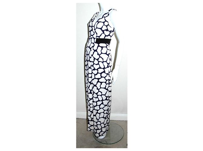 Diane Von Furstenberg Dvf Marlene vestido largo de seda con estampado shibori Blanco Azul - vista 3
