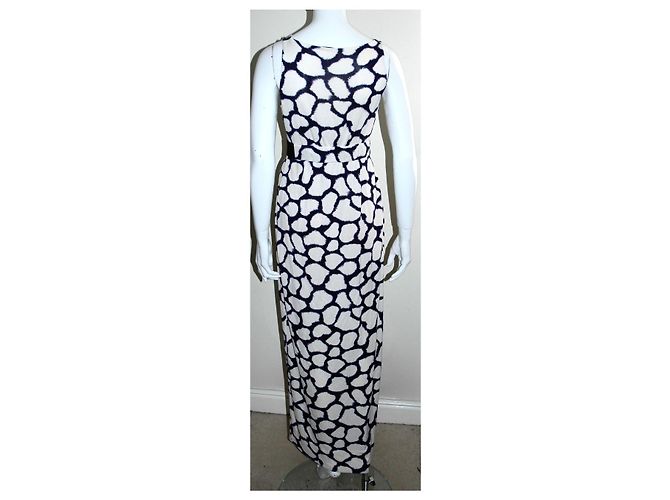 Diane Von Furstenberg Dvf Marlene vestido largo de seda con estampado shibori Blanco Azul - vista 4