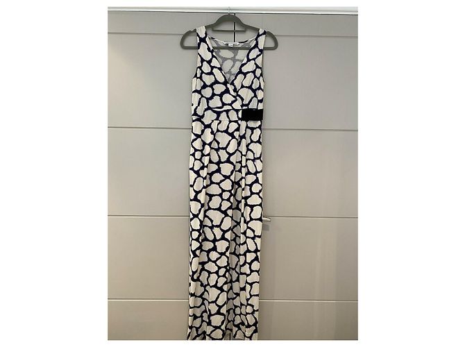 Diane Von Furstenberg Dvf Marlene vestido largo de seda con estampado shibori Blanco Azul - vista 6
